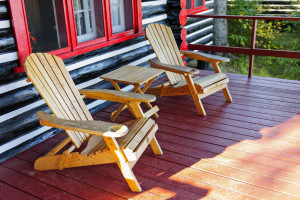 Two wooden chairs to relax on the porch of a cabin in Pigeon Forge
