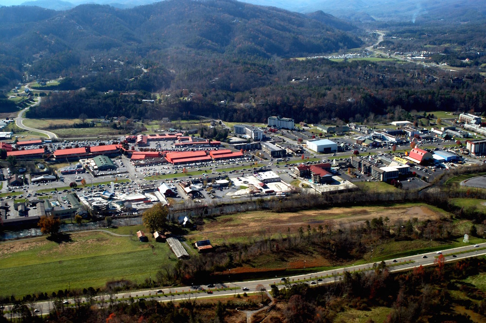 Aerial View of Pigeon Forge TN
